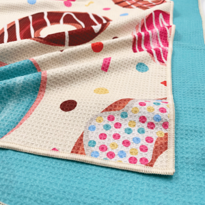 洗濯機で洗える砂がつかないマイクロファイバービーチタオル、カスタムロゴ昇華プリントマイクロファイバーワッフルビーチタオル - Product Image 5