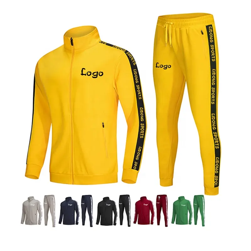 High Quality Custom Logo Side Stripes Unisex Sports Sweatsuit 2 Piece Jogger Set Patchwork Track Suit Training Tracksuit For Men