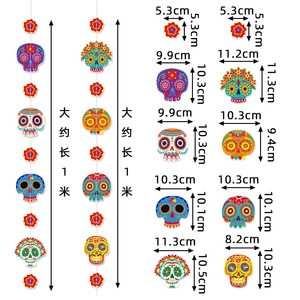 Pafu 6 uds papel Día <span class=keywords><strong>de</strong></span> los <span class=keywords><strong>muertos</strong></span> Banner mexicano azúcar calavera adornos colgantes con serpentinas cosidas para decoración Dia <span class=keywords><strong>De</strong></span> <span class=keywords><strong>Muertos</strong></span> - Product Image 4