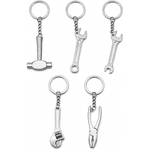 Porte-clés personnalisé en métal en forme de mini marteau à griffes, design sur mesure, finition argent antique, breloque outil 3D, OEM - Product Image 1