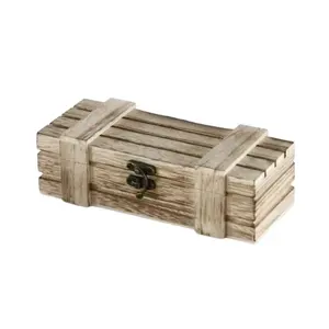 仿古风格的火烧装饰礼品包装木制太阳镜盒，用于礼品存储和包装