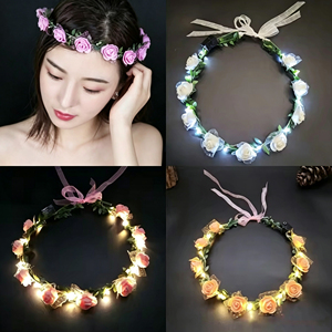 Couronne Lumineuse Portable en Gros pour Fête, Décoration Néon, Coiffe de Mariage, Lampe Tête Lumineuse, Anneau Lumineux en Plastique Rose Scintillant - Product Image 2
