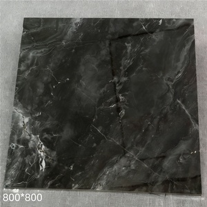 Carreaux <span class=keywords><strong>de</strong></span> sol en porcelaine polie haute brillance 800x800, aspect marbre noir, carreaux muraux en céramique pour <span class=keywords><strong>salle</strong></span> <span class=keywords><strong>de</strong></span> <span class=keywords><strong>bain</strong></span>, <span class=keywords><strong>décoration</strong></span> intérieure <span class=keywords><strong>de</strong></span> villa - Product Image 1
