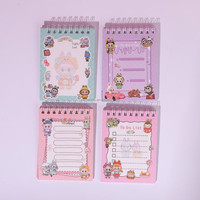 Ensemble de cahiers spirales mignons de style dessin animé, format A7, mini-agenda de poche, cahier portable, papeterie scolaire et de bureau