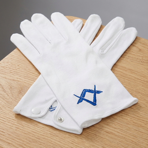 Gants blancs maçonniques personnalisés à motif à carreaux imprimés par transfert thermique, en coton et élasthanne, compatibles écran tactile, avec logo Royal Arch, de haute qualité et durables - Product Image 3