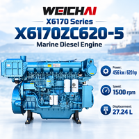 Moteur principal marin X6170ZC620-5, 456 kW, 620 CV, 1500 tr/min, turbocompressé, refroidi par intercooler, propulsion diesel pour bateaux de pêche et de travail