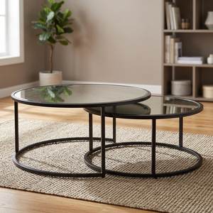 Sheeraz International Modern Rustic <b>Nesting</b> Coffee <b>Table</b> Set of 2 Home Restaurant Hotels Metal <b>Tables</b> for Living Room Furniture - Product Image 1