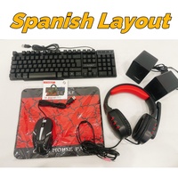 T-WOLF TF850 Ensemble Clavier Souris Gaming, Casque Gaming, Enceinte et Tapis de Souris Filaire, Clavier Rétroéclairé RGB pour Ordinateur PC