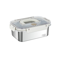 Lebensmittelechte Quadratische Verschließbare Kommerzielle 304 Edelstahl Lunchbox Lebensmittel-Aufbewahrungsbehälter Set Bento-Box mit Griff