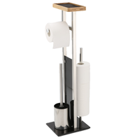 Support de brosse de toilette et de porte-papier noir, métal carré, moderne, multifonctionnel, accessoire de salle de bain pour la maison