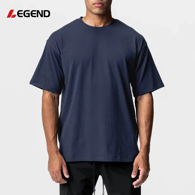 Customizable Logo American Loose Sports T-Shirt Men Solid Color Cotton Large Size Round Neck Short Sleeve T-Shirt For Men Sports