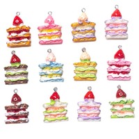 Mini breloque en résine plastique à motif trèfle, style gâteau Napoléon, jouet décoratif, pour boucles d'oreilles, bracelets, colliers et breloques de sac DIY