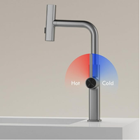 Robinet mélangeur d'évier chaud/froid à rotation 360° pour cuisine avec affichage numérique et douchette extractible multifonctionnelle