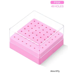49 Holes Nail Drill Bits Storage <b>Box</b> White <b>Pink</b> Blue Empty <b>Box</b> Nail Drill Display Stand Manicure Accessoy <b>Tools</b> - Product Image 6