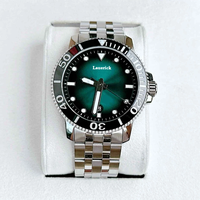 Montre de plongée verte T120 avec logo personnalisé OEM, mouvement ETA, aiguilles lumineuses, design minimaliste, montre mécanique Relogio Seastar