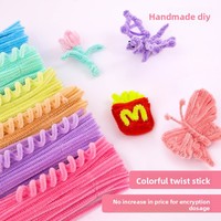 Macaron Kleur Diy Materiaal Kit Groothandel Opvouwbare Faux Pluche Wollen Twist Sticks Ambachtelijke Benodigdheden Voor Boeket Creatie