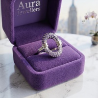 S925 Sterling zilveren ring met paarse kubische zirkonia, bezel-setting, ovale holle geometrische CZ, luxe ring voor bruiloft of feest