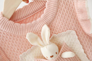2025 nuevo estilo coreano lindo conejo 3D conejo 3D moda Otoño e Invierno niñas <span class=keywords><strong>Chaleco</strong></span> de punto suéter para niños - Product Image 5