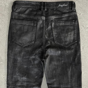 Vente en gros sur mesure Jeans vintage cirés pour hommes Bas de cloche Streetwear Jeans en <span class=keywords><strong>jean</strong></span> Skinny <span class=keywords><strong>Slim</strong></span> Fit Jeans évasés noirs pour hommes - Product Image 3