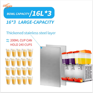 موزع عصير فواكه كهربائي تجاري عالي الجودة طراز كوايجوانغ <span class=keywords><strong>PL</strong></span>-163A لعام 2026، بثلاث خزانات من الفولاذ المقاوم للصدأ سعة 16 لتر، ضمان لمدة سنة - Product Image 3