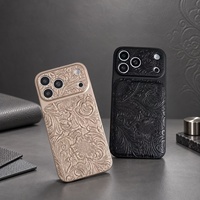 Étui de téléphone de luxe pour iPhone en similicuir floral antichoc