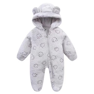 Tuta da arrampicata in flanella ispessita con cappuccio e gambe a cartone animato, tutina per neonati, abbigliamento autunno inverno 2026 per bambini - Product Image 3