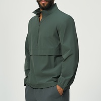 Veste Homme Légère Respirante à Col Montant Demi-Zip Imperméable Unie Décontractée pour l'Extérieur avec Logo Personnalisé en Nylon Doux