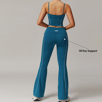 Nouveaux Leggings Évasés à Rayures Contrastées avec Taille Pliée et Effet Push-Up, pour Yoga, Danse, Fitness et Activités Sportives