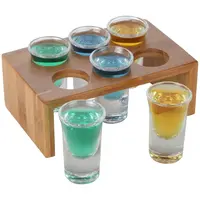 Espositore per bicchierini da bar di 6 bicchieri da Shot trasparenti con Base in bambù con supporto per vassoio per Party Club
