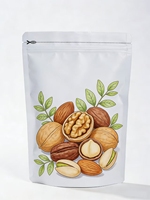 Sachet Doypack personnalisé pour cacahuètes et noix, avec fermeture éclair supérieure, faible MOQ, pour emballage alimentaire de noix mélangées