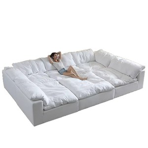<b>Modern</b> Boucle White Cloud <b>Sofa</b> Couch Module Modular Sectional L U Shaped Corner Down Feather Compressed <b>Sofa</b> - Product Image 4