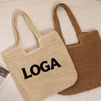 Sac fourre-tout tendance en paille tressée avec broderie, léger, en crochet, pour la plage et les voyages – Collection Été 2026