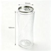 Canette de boisson en PET de 520 ml avec couvercle à clapet en aluminium facile à ouvrir, qualité alimentaire, transparente, logo personnalisé imprimé en sérigraphie pour soda et jus