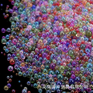Perles de verre irisées transparentes 20g sans trous, perles à bulles pour nail art DIY, strass colorés scintillants pour manucure - Product Image 1
