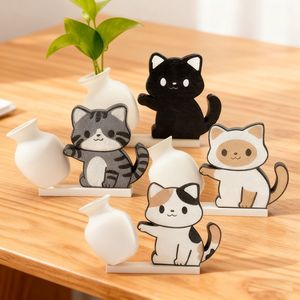 Mini Cat Whisker Vase Holder Ceramic Desk Ornament Cartoon Style Decor For Home Office Gift Birthday - Product Image 1