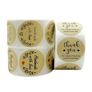 Ronde Thank U 3.8Cm Kraft Papier Roll Pack Handgemaakte Decoratieve Stickers Geschenkdoos Verpakking Zegel Thanks Yosealing