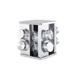 Accessori da cucina contenitore per condimenti in vetro da 12 pezzi con torre di condimento per armadietto in acciaio inossidabile - Product Image 6