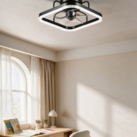 Ventilateur de plafond carré avec éclairage, perles de cristal, LED, moteur DC, 5 pales, montage encastré, intensité variable pour chambre, salon, salle à manger