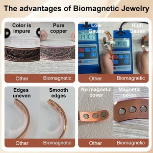 Adjustable Pure <b>Copper</b> Biomagnet Classic Women's <b>Bracelet</b> Clover Pattern Inlaid Gemstones Strong Magnetic Therapy Customizable - Product Image 5