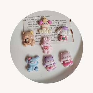 Kawaii Mini dessin animé lapin petit ours <span class=keywords><strong>chien</strong></span> résine dos plat breloques Scrapbook bricolage artisanat déco pièces - Product Image 2