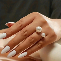 Bague minimaliste à perle, bague ouverte pour femmes, double bague à perle, bijoux en gros