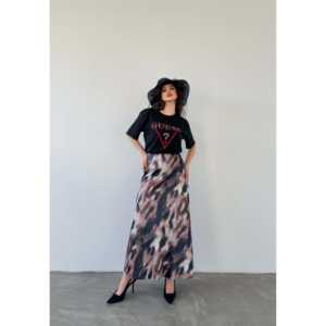 Elegante Falda Maxi de Satén para Mujer, 100% Seda, Estampada, Brillante, Cintura Regular, Larga y Fluida - Product Image 2