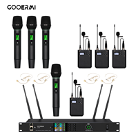Système de microphone sans fil UHF professionnel UX08 à 8 canaux avec 4 micros portatifs et 4 émetteurs de poche pour grandes scènes, églises et événements en direct