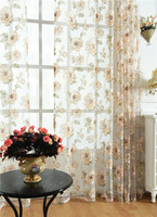 Rideau en tissu transparent de la série burn out, rideau en tissu transparent à motif imprimé de grande fleur pour chambre à coucher