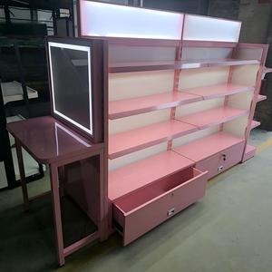 Estante Cosmético con Caja de Luz, Estantes Ajustables para Tienda de Cosméticos, Vitrina Cosmética Rosa para <span class=keywords><strong>Supermercado</strong></span> - Product Image 5
