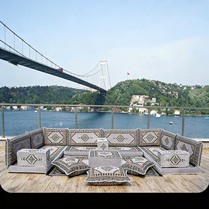 Set di Divani da Terra Modulari Personalizzabili in Stile Arabo, Salvaspazio, Stile Turco per Balcone, Patio e Camera degli Ospiti - Product Image 2