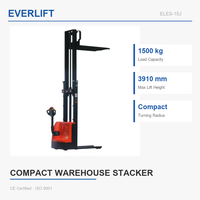 Chariot élévateur à palettes électrique EVERLIFT 1,5 tonne ELES-15J avec batterie lithium-ion, hauteur de levage 6 m, utilisation debout, pour entrepôt