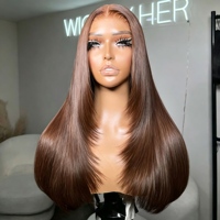 Perruque Lace Front SDD Vietnam Remy Hair Lisse avec Raie Centrale, Densité 200%, Dentelle HD Transparente pour Femmes Afro-Américaines