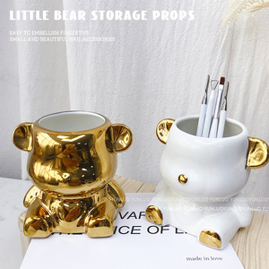 Portapenne Nail Art Violent Bear, Pennello per Polvere, Striscia Abrasiva, Scatola Professionale per Fototerapia, Espositore per Oggetti di Scena Fotografici, Decorazione - Product Image 4