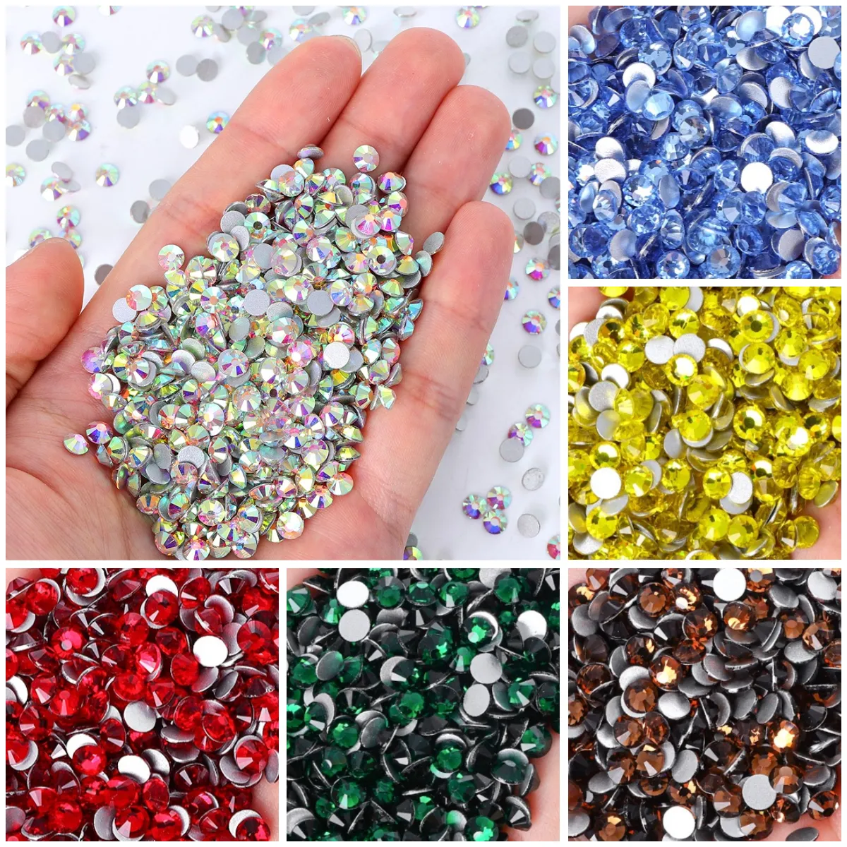 2058 alta calidad superventas Blingbling Crystal AB Flatback Rhinestone a granel decoración de uñas